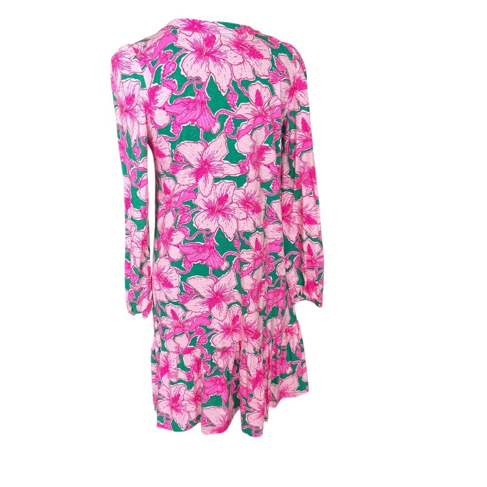 Lilly Pulitzer Alyssa Hibiscus Print Dress Long Sleeve Shift Size XS - Picture 6 of 10